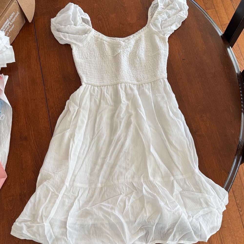 Hollister Ivory Puff Sleeve Kids Dress